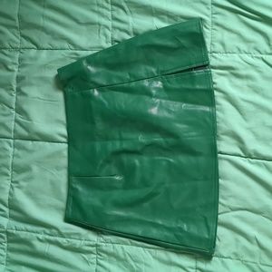 Green pleather mini skirt